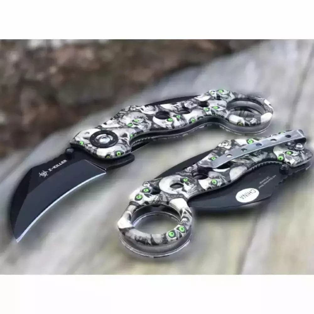 7.75" Z-Killer Zombie Skulls Fantasy Pocket Knife - Image 2
