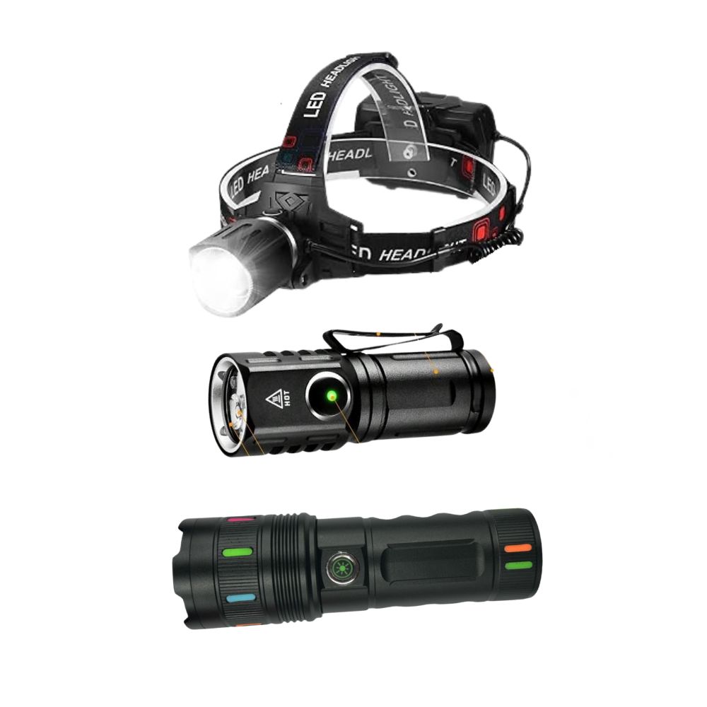 Ultimate 3-in-1 Lighting Combo β 6500 lm Torch + 4000 lm Headlamp + 2000 lm Pocket Light
