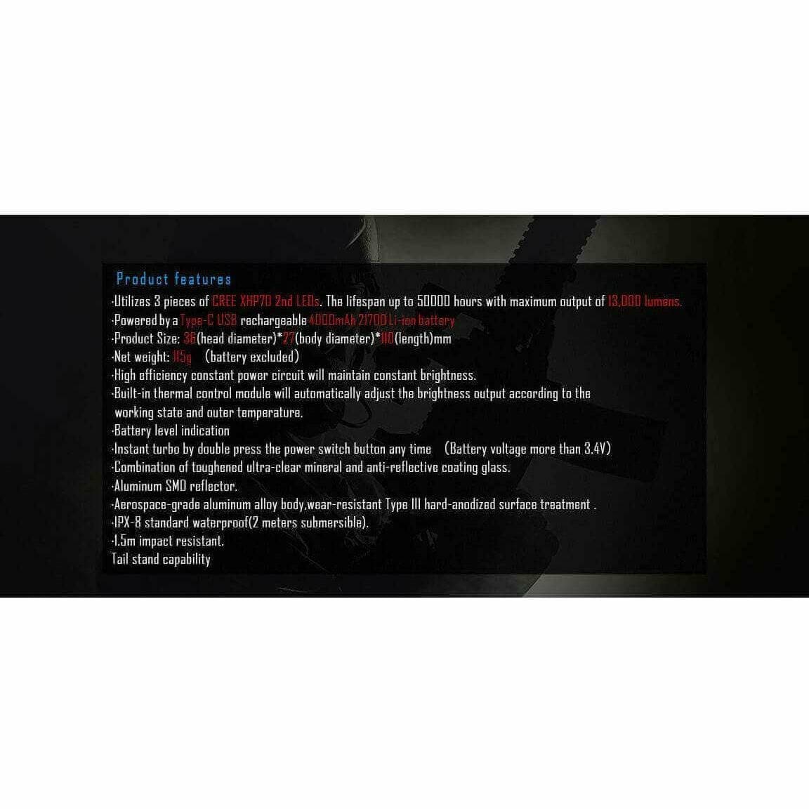 Imalent MS03 13000 Lumen, 324m Throw Flashlight - Image 14