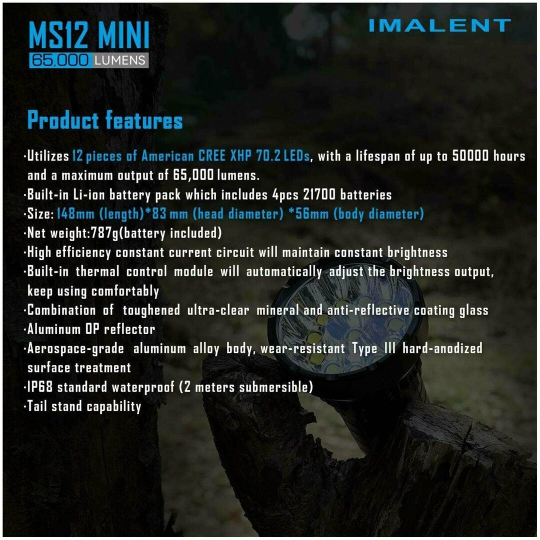 Imalent MS12 Mini, 65000 Lumen, 1036m Throw - Image 4