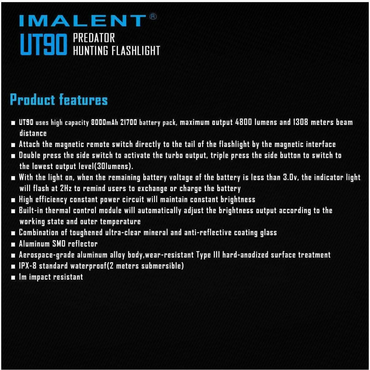 Imalent UT90 Kit 4800lumen, 1308m Throw - Image 11