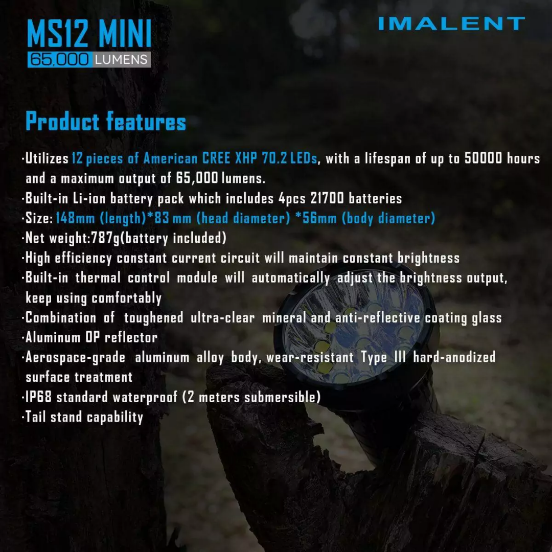 Imalent MS12 Mini, 65000lm, 1036m Throw - Image 3