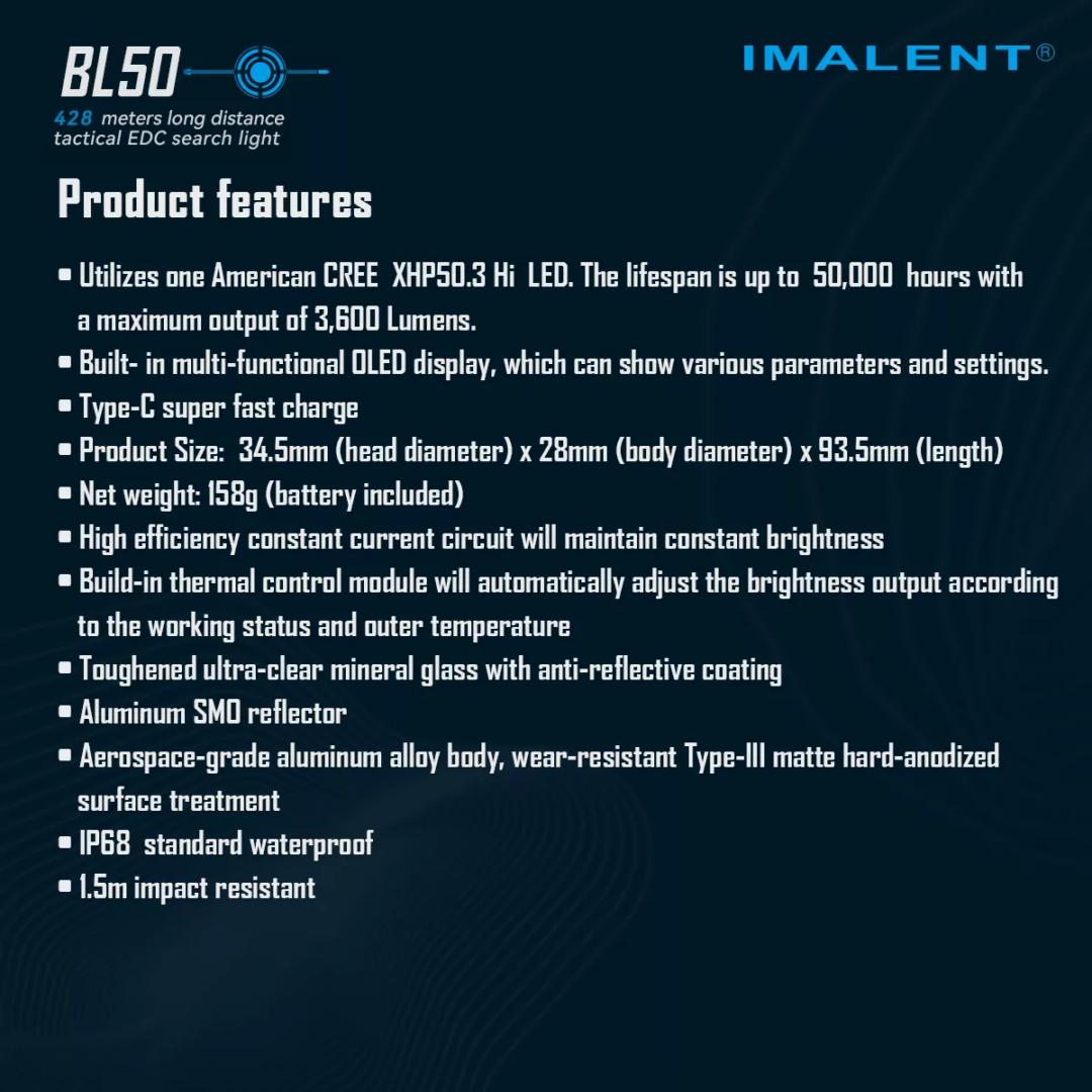 Imalent BL50, 3600lm, 428m Throw - Image 17