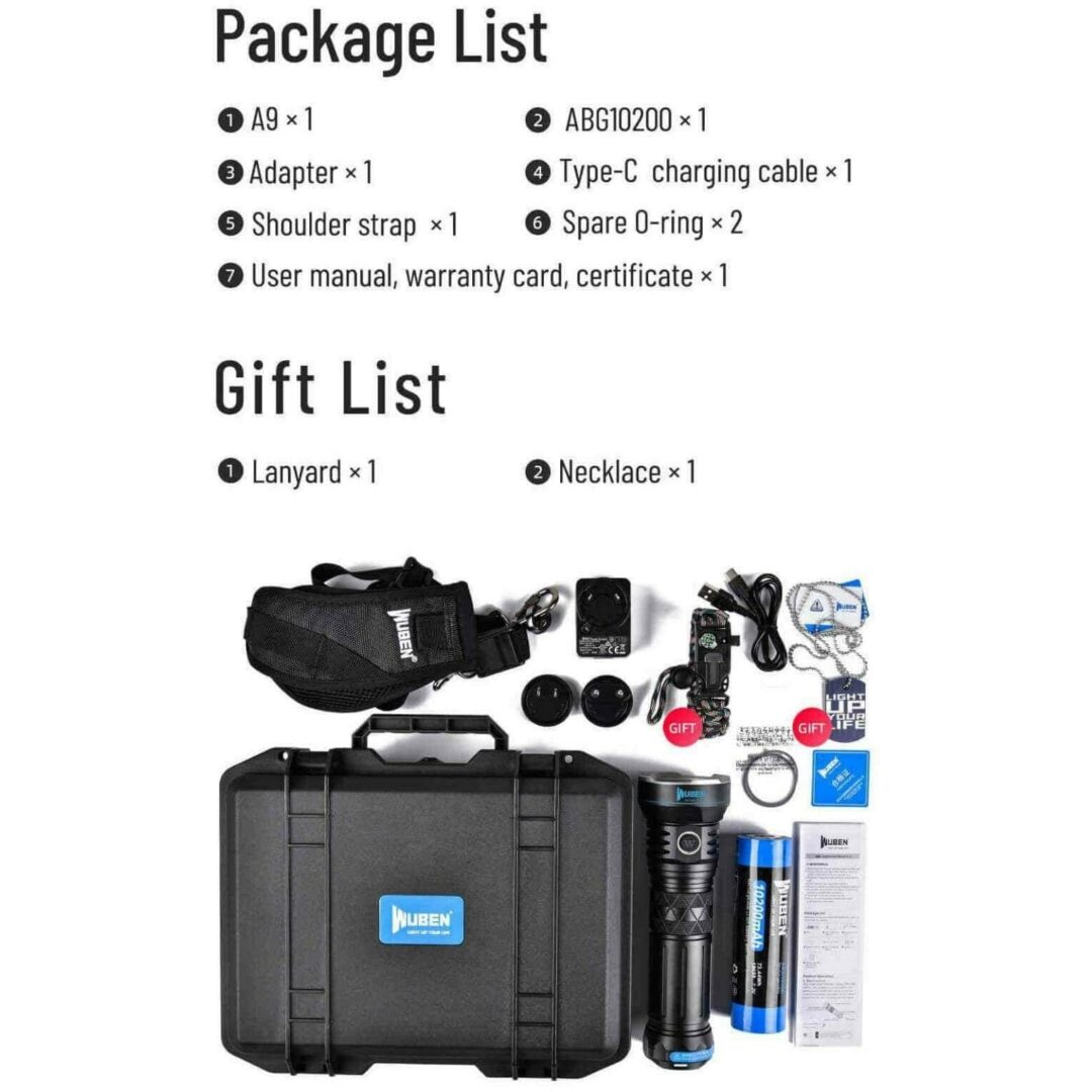 Wuben A9, 12000 Lumen, 420m Throw Rechargeable - Image 18